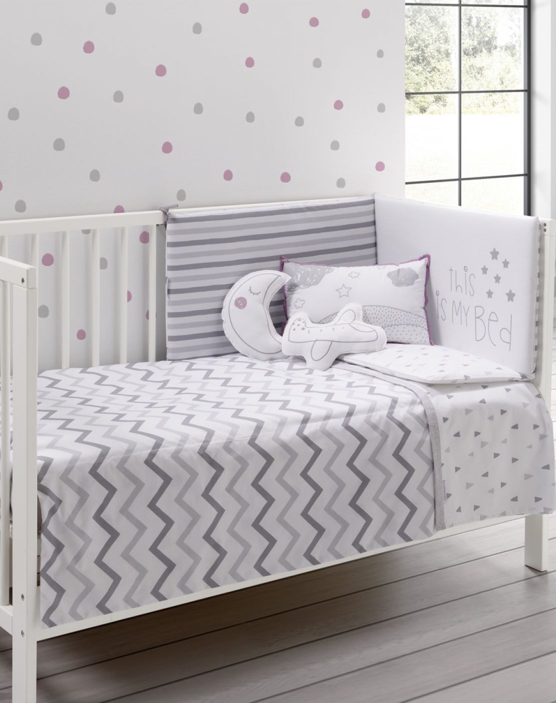 Colcha + protector cuna<br>NORDIC GRIS