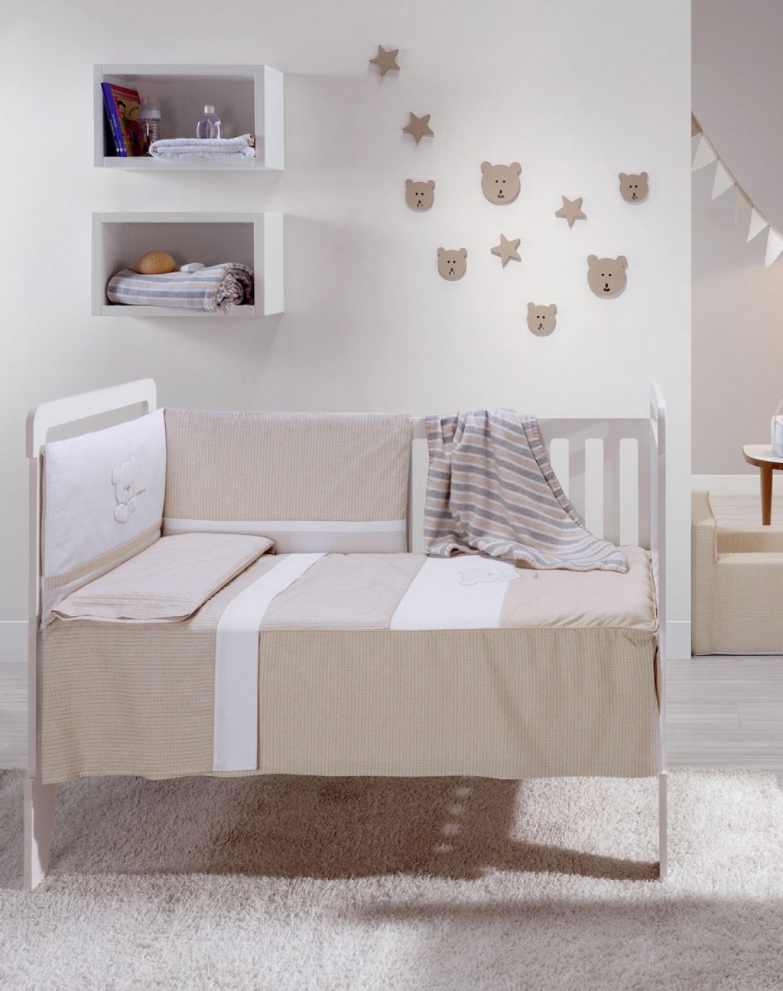 Colcha + protector cuna<br>ORSON BEIGE